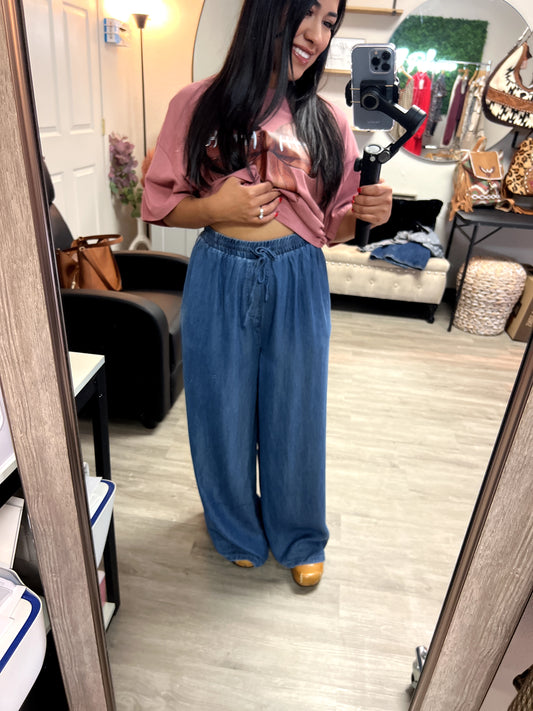 Denim Wide Leg Pants