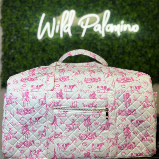 Western print duffle bag