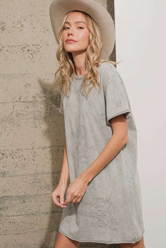 Chloe Embroidered T Shirt Dress