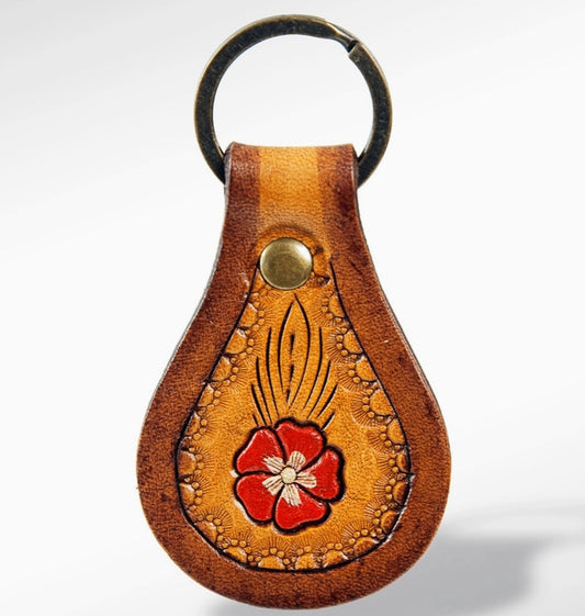 Hand Tooled Genuine Leather Keyring