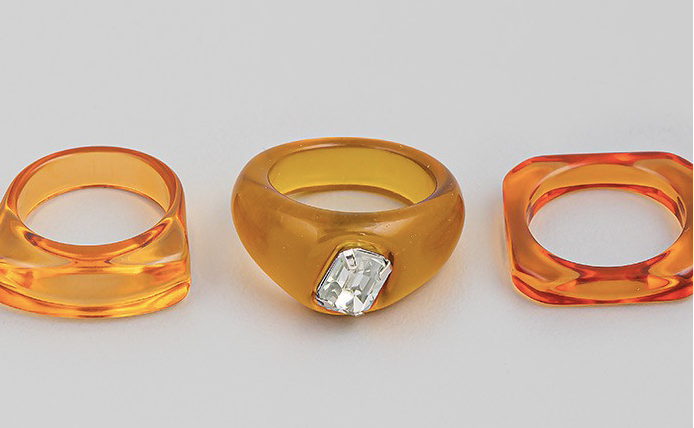 Three Piece Geo Resin Rings Set