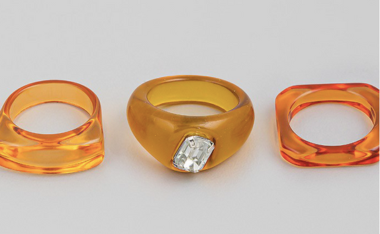 Three Piece Geo Resin Rings Set