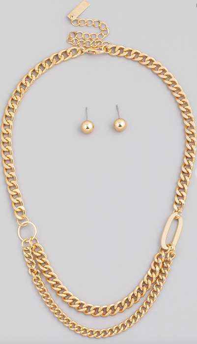 Layered Curb Chain Necklace Set