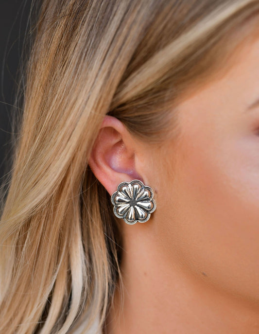 Burnished Silver Flower Concho